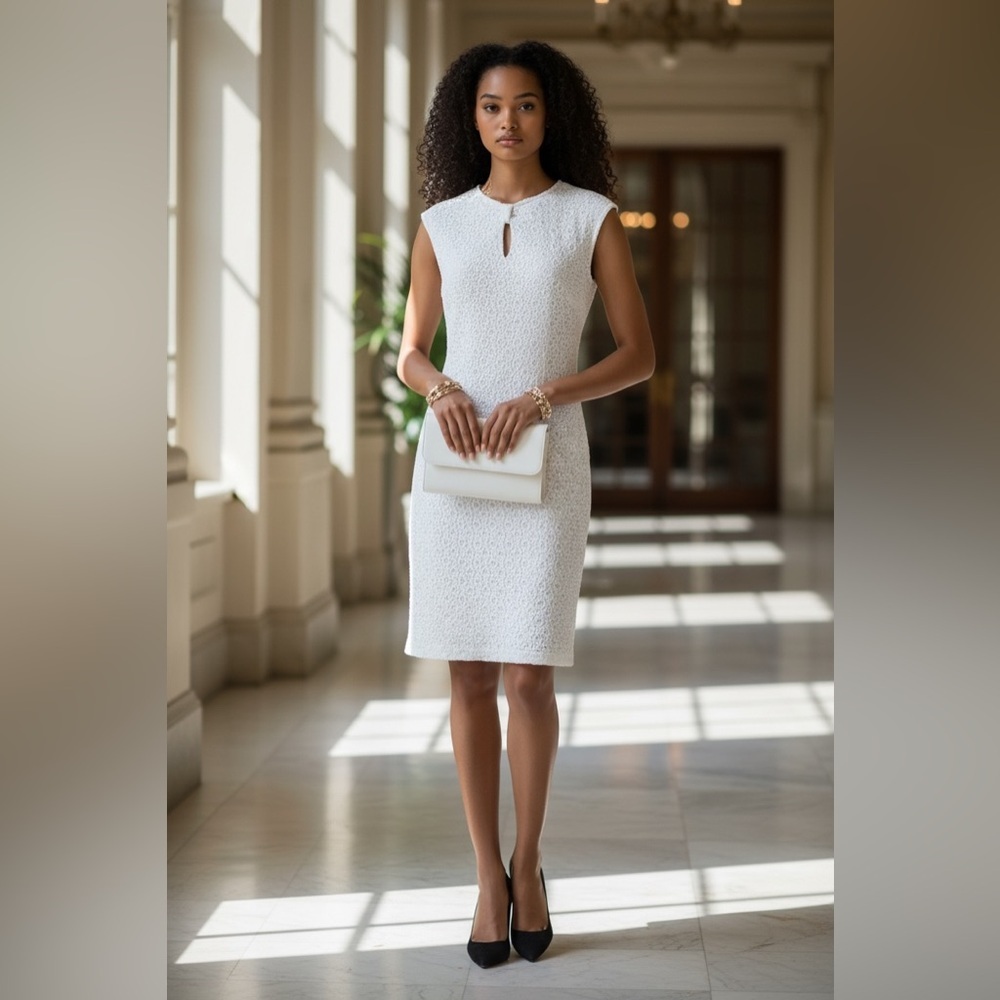 Sharagano White Dress Very Elegant and Stunningly Beautiful☑️